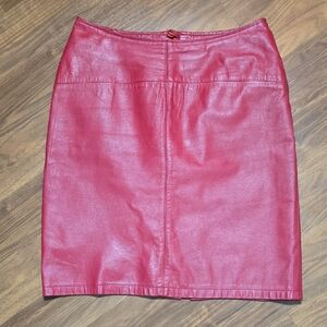 Limited Express Vintage Red Leather Skirt